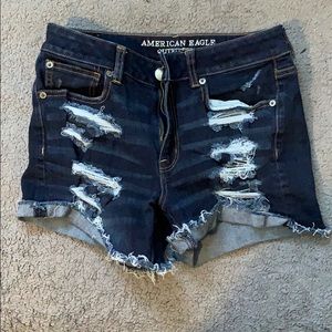 AE hi-rise shortie distressed shorts
